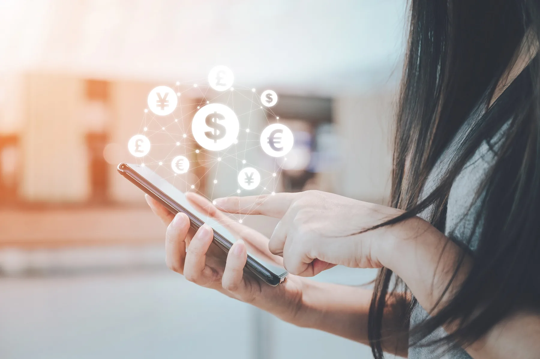 A customer using a mobile device for a digital financial service
