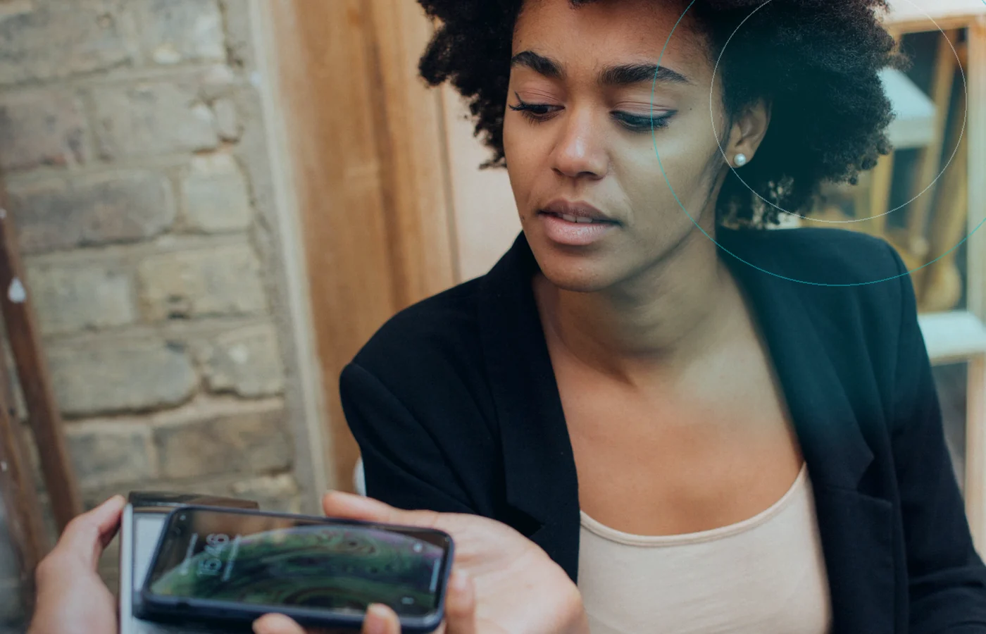 A customer and merchant completing a connected digital payment