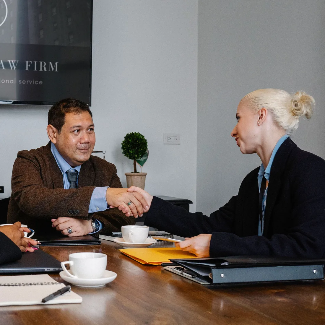 Business partners agreeing to work together after a meeting